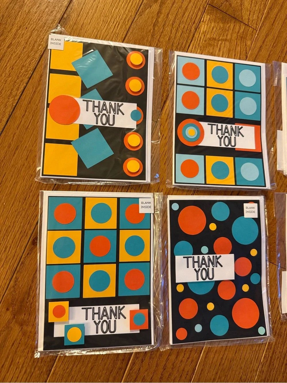 6 Handmade Thank You Happy Birthday Geometric Shape Masculine Man Greeting Cards